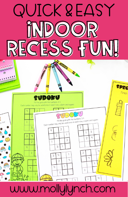 quick and fun indoor recess games for elementary students | Lucky Learning with Molly Lynch 