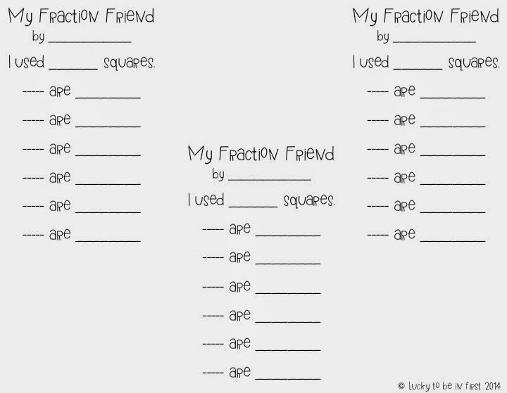 worksheet that accompanies a fraction friends activity in the classroom | Lucky Learning with Molly Lynch