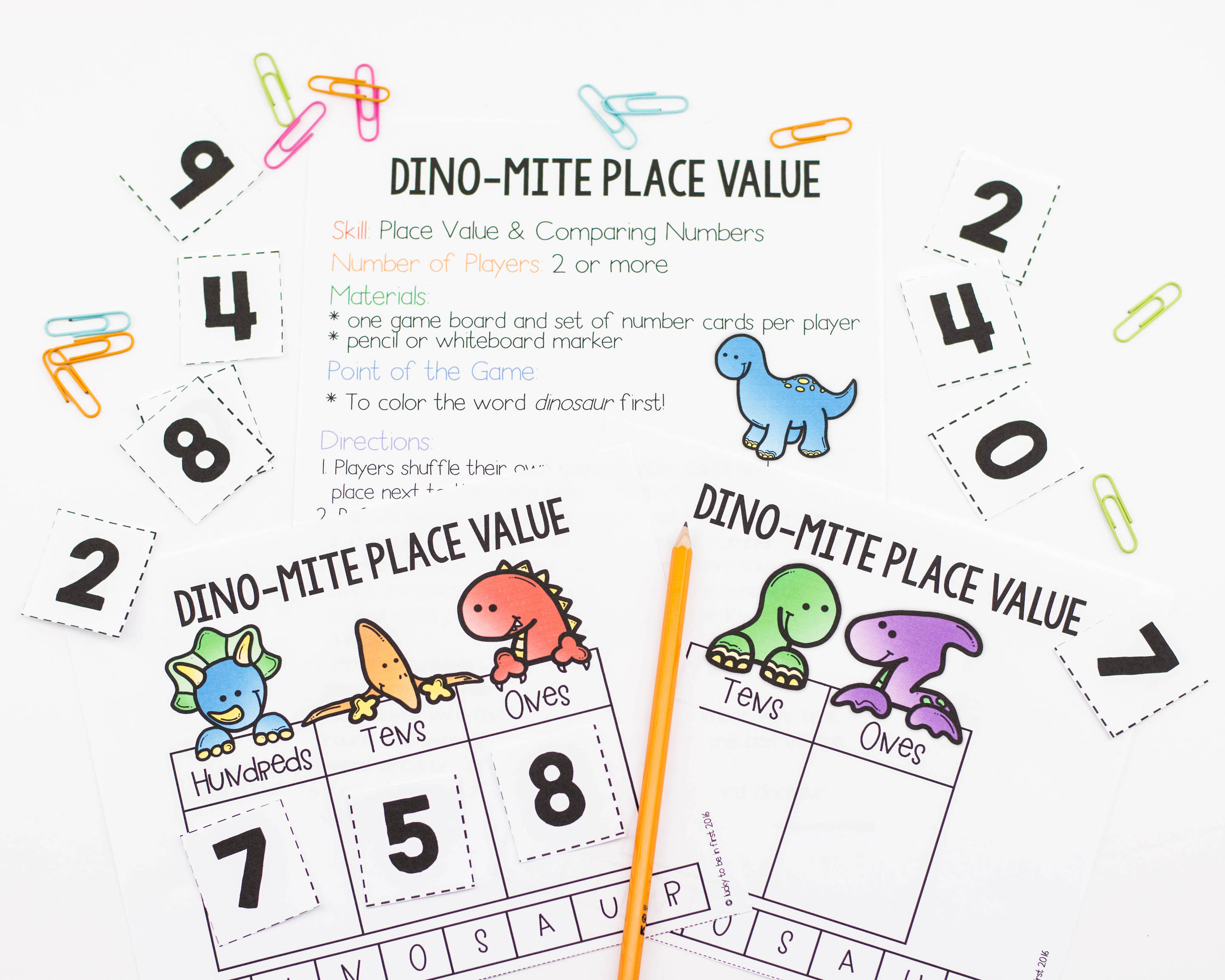dino-mite place value game | Lucky Learning with Molly Lynch 