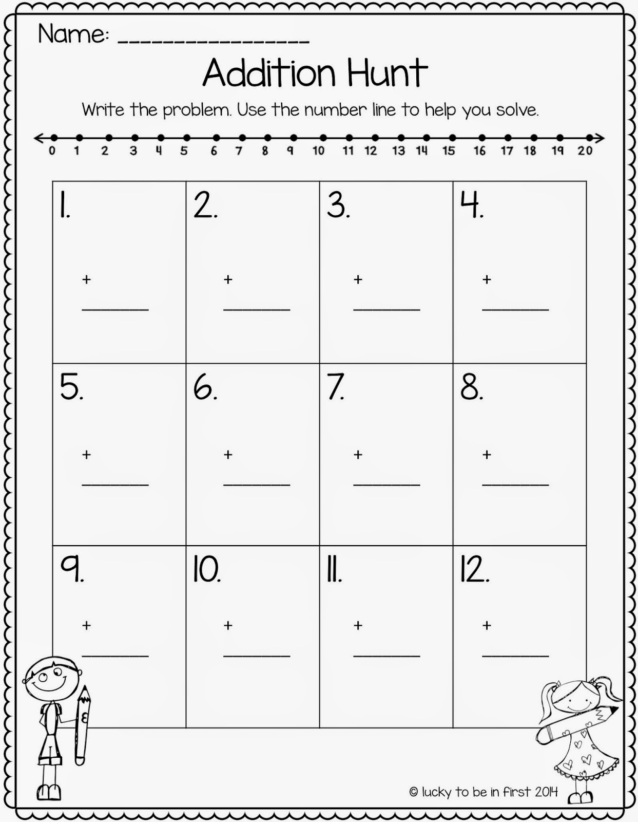 subtraction hunt game for elementary students | Lucky Learning with Molly Lynch 