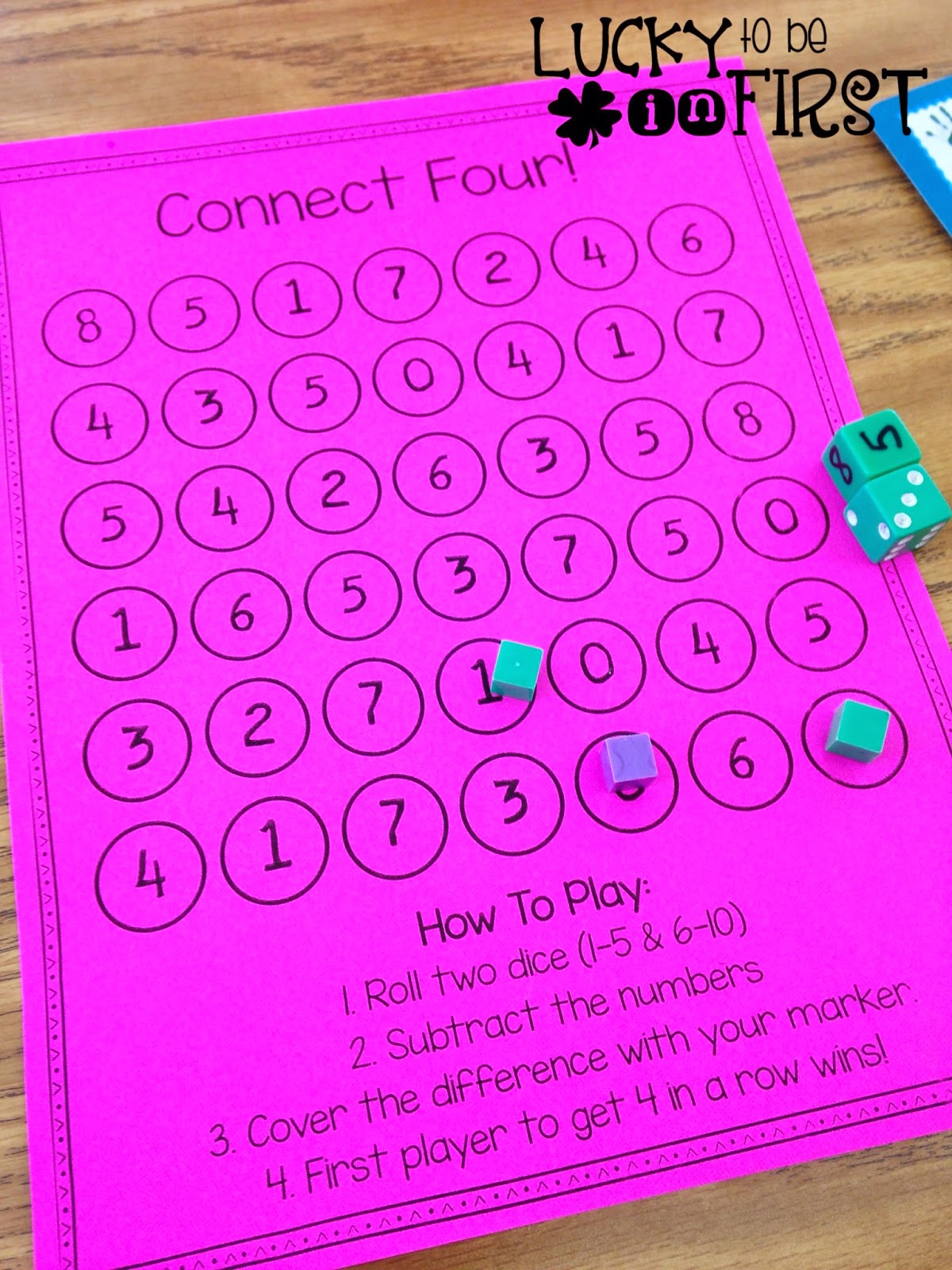 connect four math game for kids | Lucky Learning with Molly Lynch