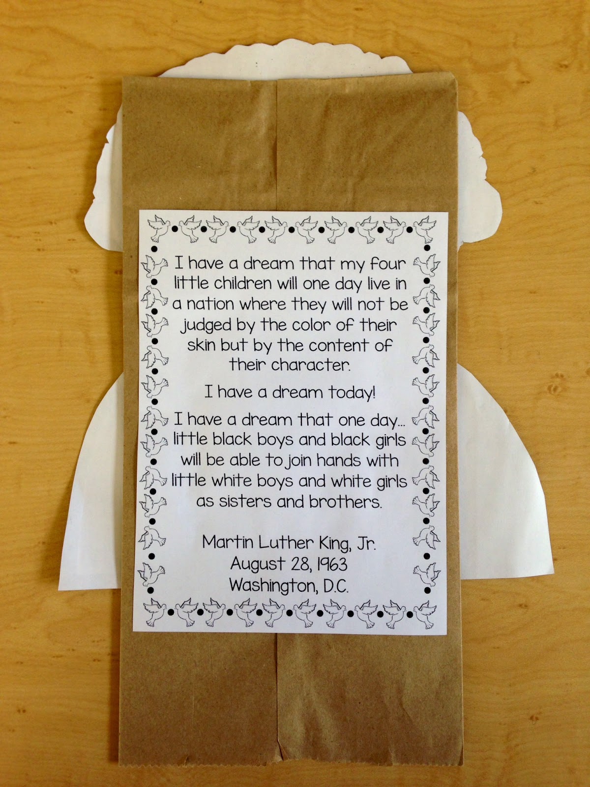 mlk puppet with excerpt from the i have a dream speech | Lucky Learning with Molly Lynch