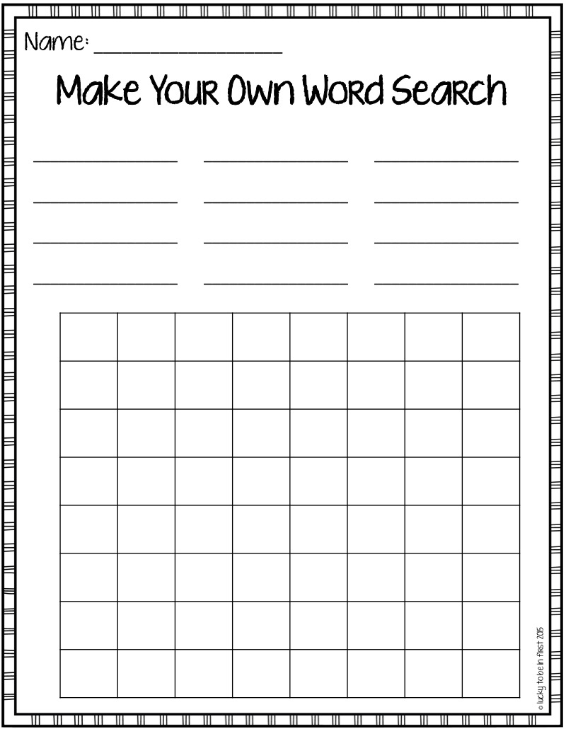 Make Your Own Word Search template Daily 5 Word Work Ideas | Lucky Learning with Molly Lynch 