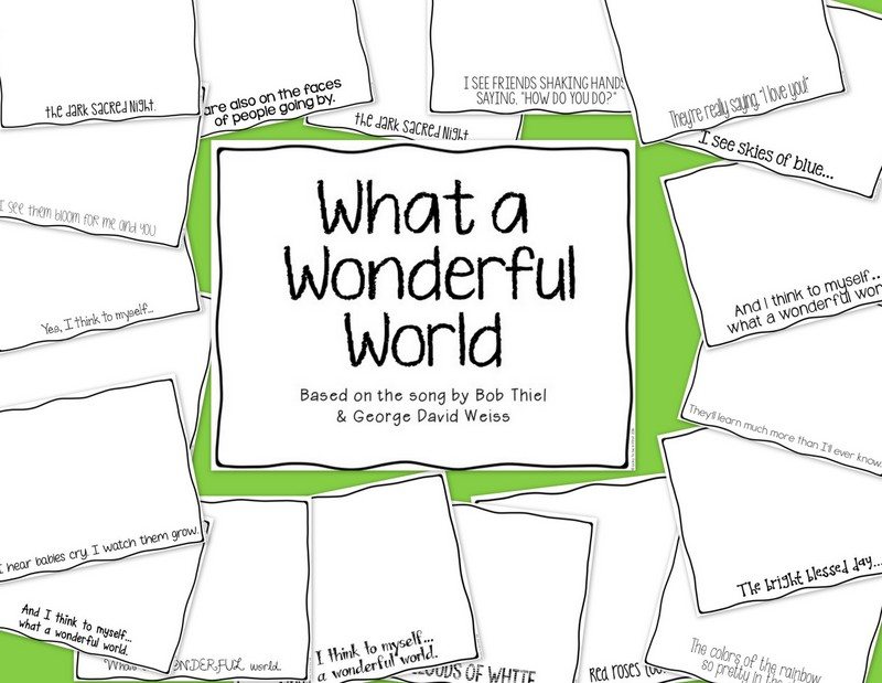 What A wonderful world activity printable cards | Lucky Learning with Molly Lynch 