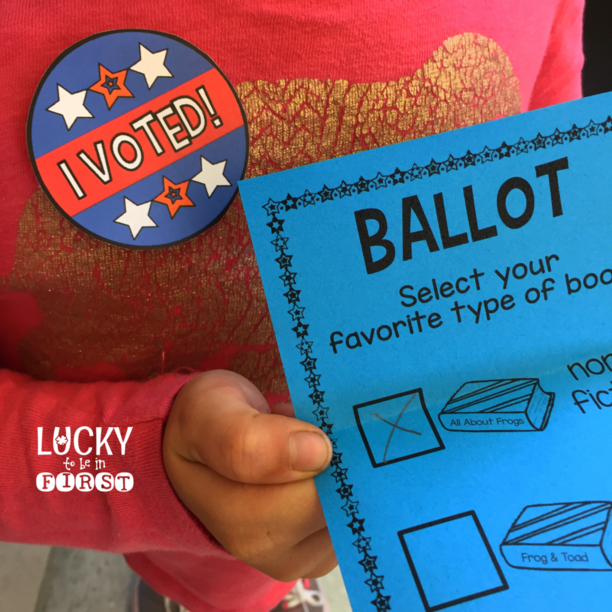 I voted sticker idea for classroom elections | Lucky Learning with Molly Lynch 