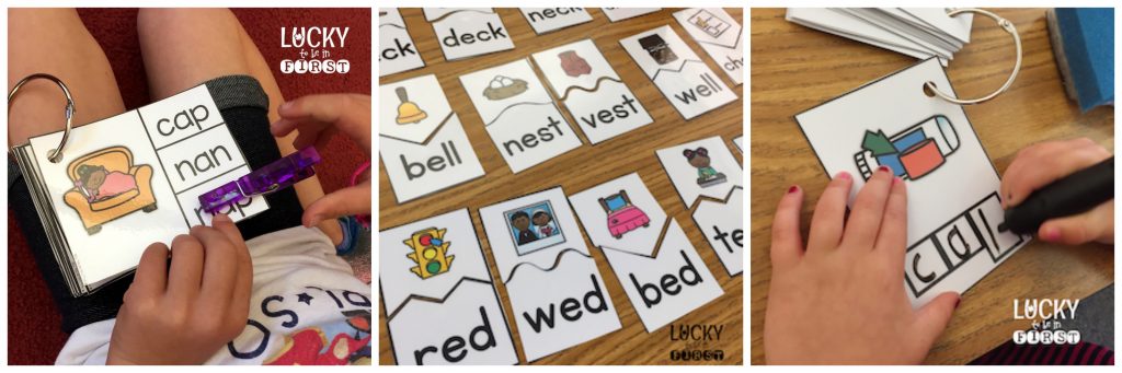 easy to prep short vowel games being used in a 1st grade classroom | Lucky Learning with Molly Lynch