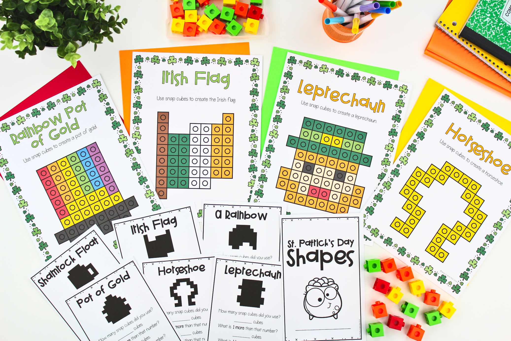st patrick's day snap cube mats for elementary students | Lucky Learning with Molly Lynch