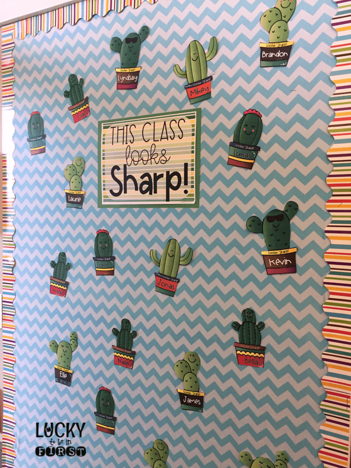student names written cactus for a bulletin board | Lucky Learning with Molly Lynch 