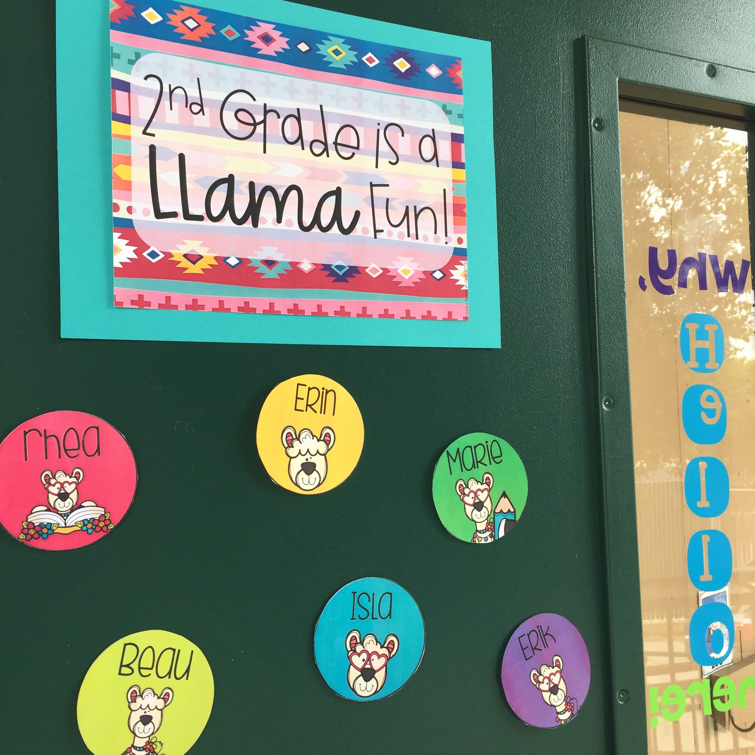 2nd grade is a llama fun display for back to school | Lucky Learning with Molly Lynch 