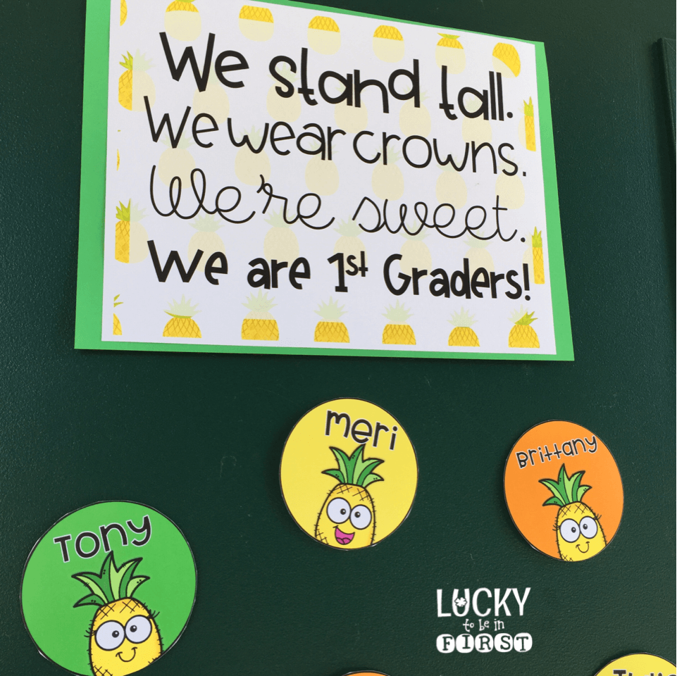 pineapple themed bulletin board idea | Lucky Learning with Molly Lynch 