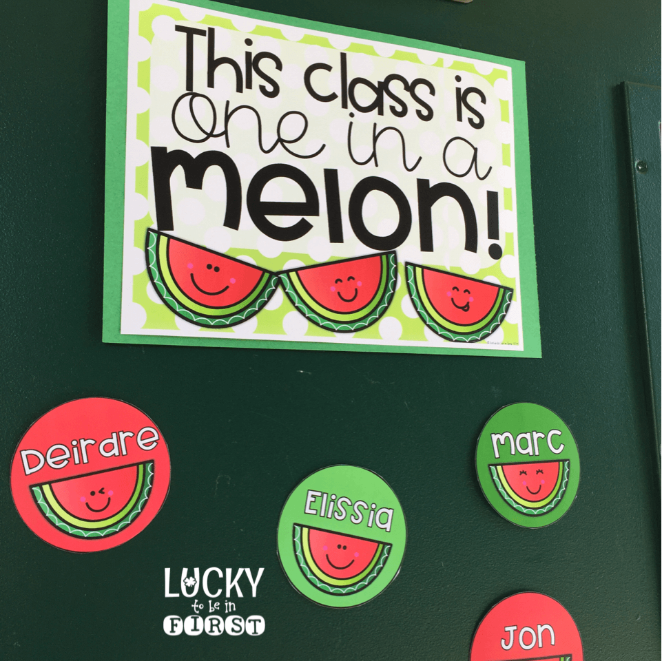 this class is one in a melon bulletin board for young students | Lucky Learning with Molly Lynch 