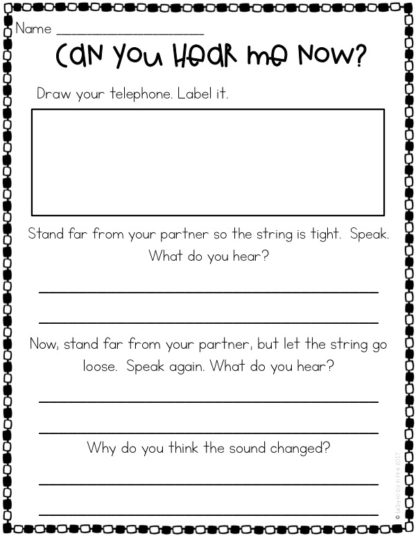 worksheet for students to show comprehension of how light and sound works | Lucky Learning with Molly Lynch 