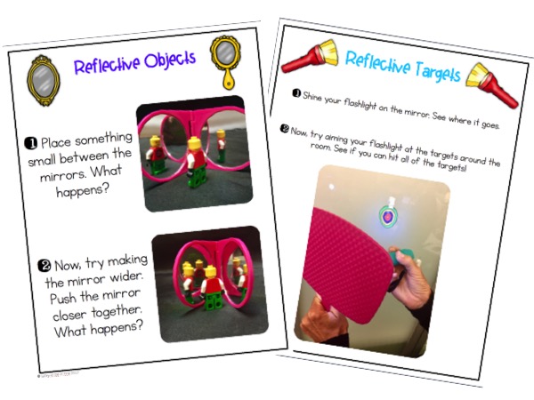 reflective targets and objects worksheet for light unit 1st grade | Lucky Learning with Molly Lynch 
