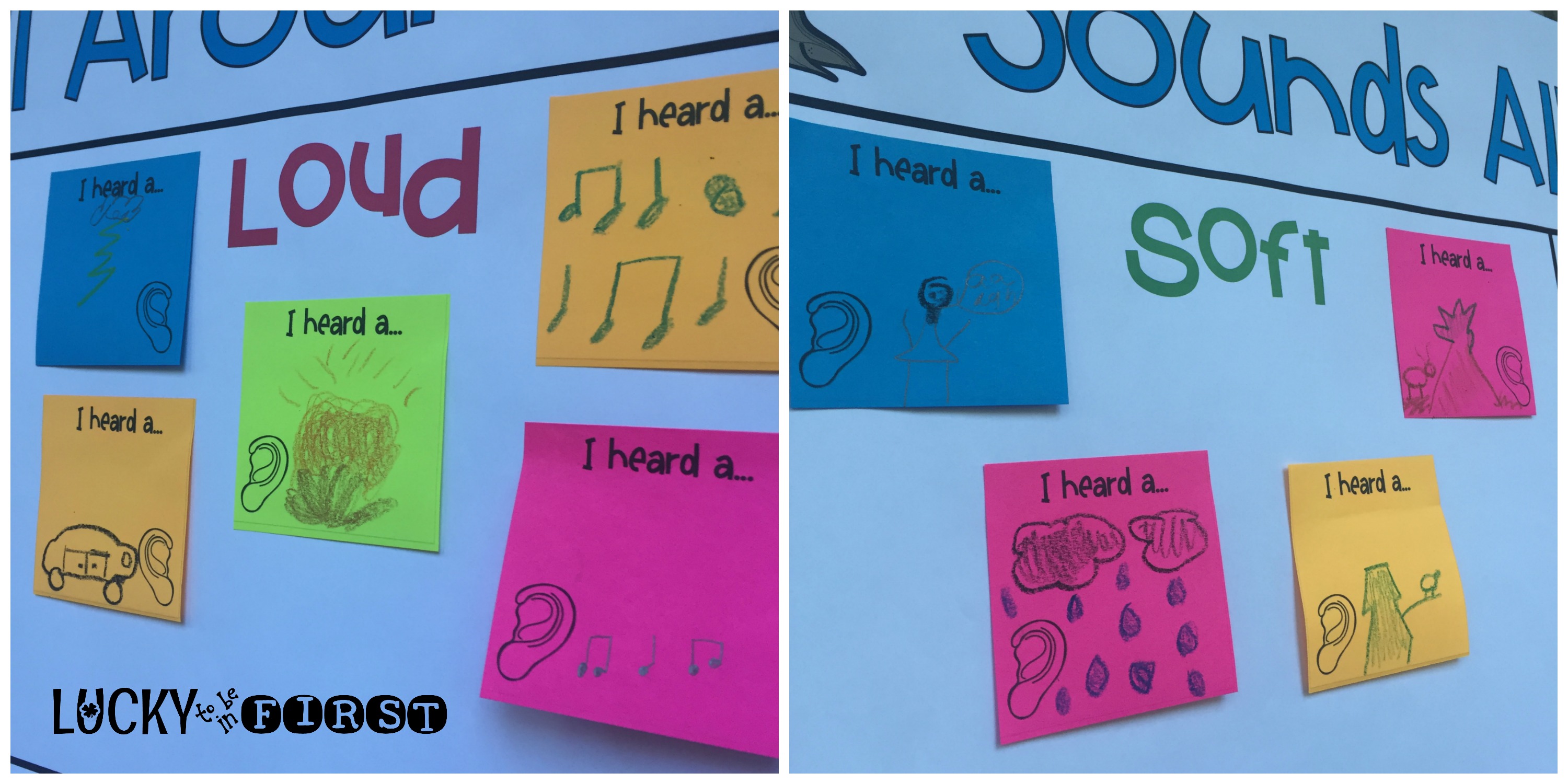 children writing down the sounds they heard on their walk | Lucky Learning with Molly Lynch 