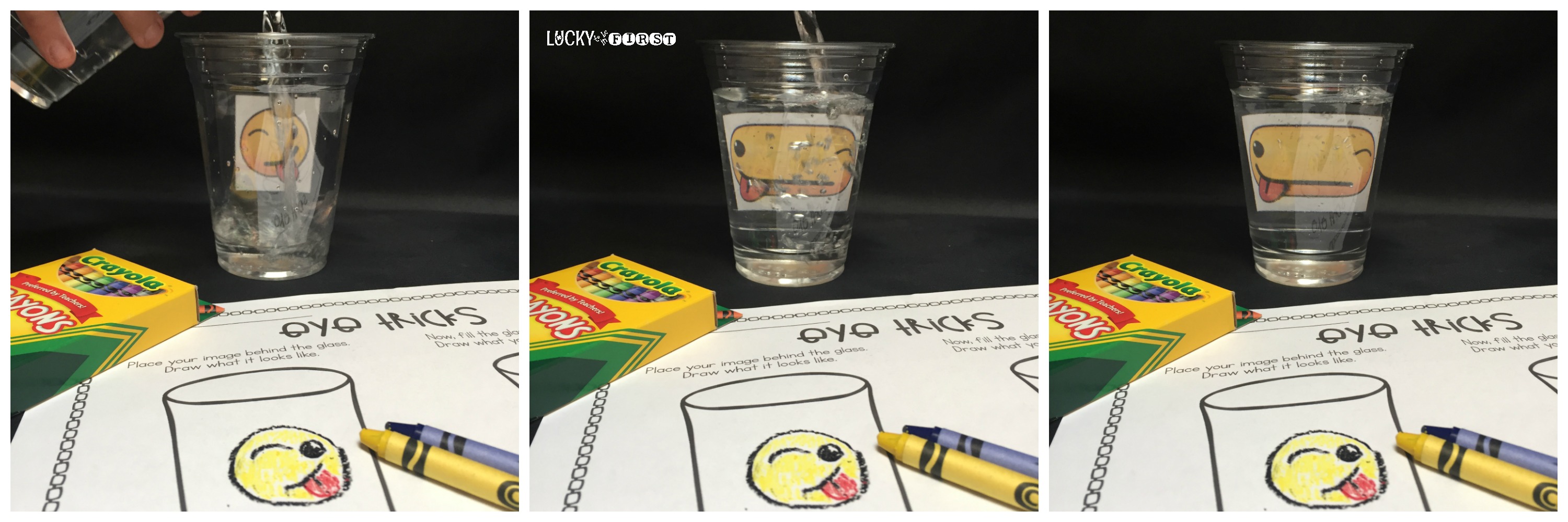 fun activity with water and cups to show how light reacts | Lucky Learning with Molly Lynch 