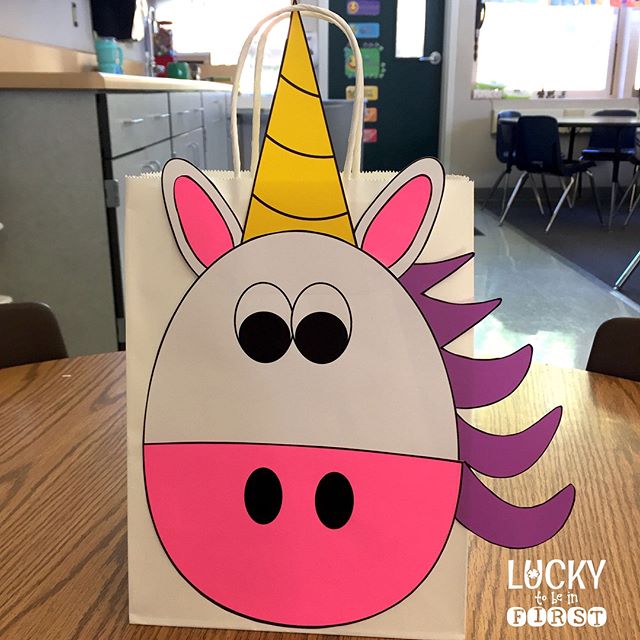 a very cute unicorn valentine bag | Lucky Learning with Molly Lynch