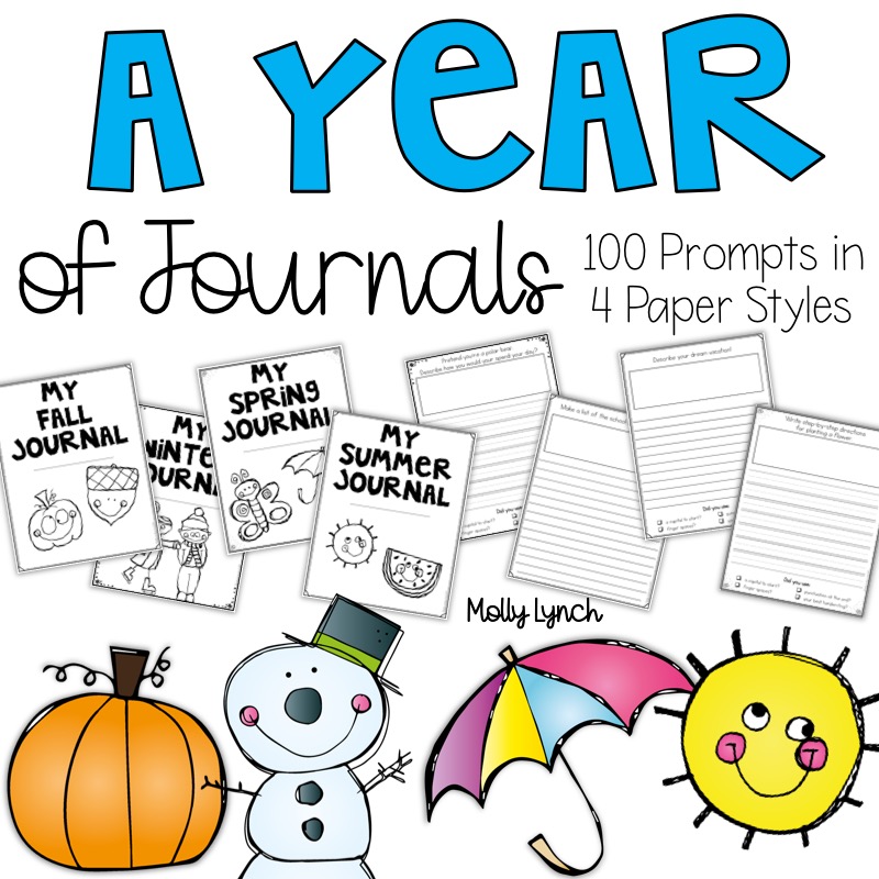 a year of journal prompts for 1st grade writers | Lucky Learning with Molly Lynch