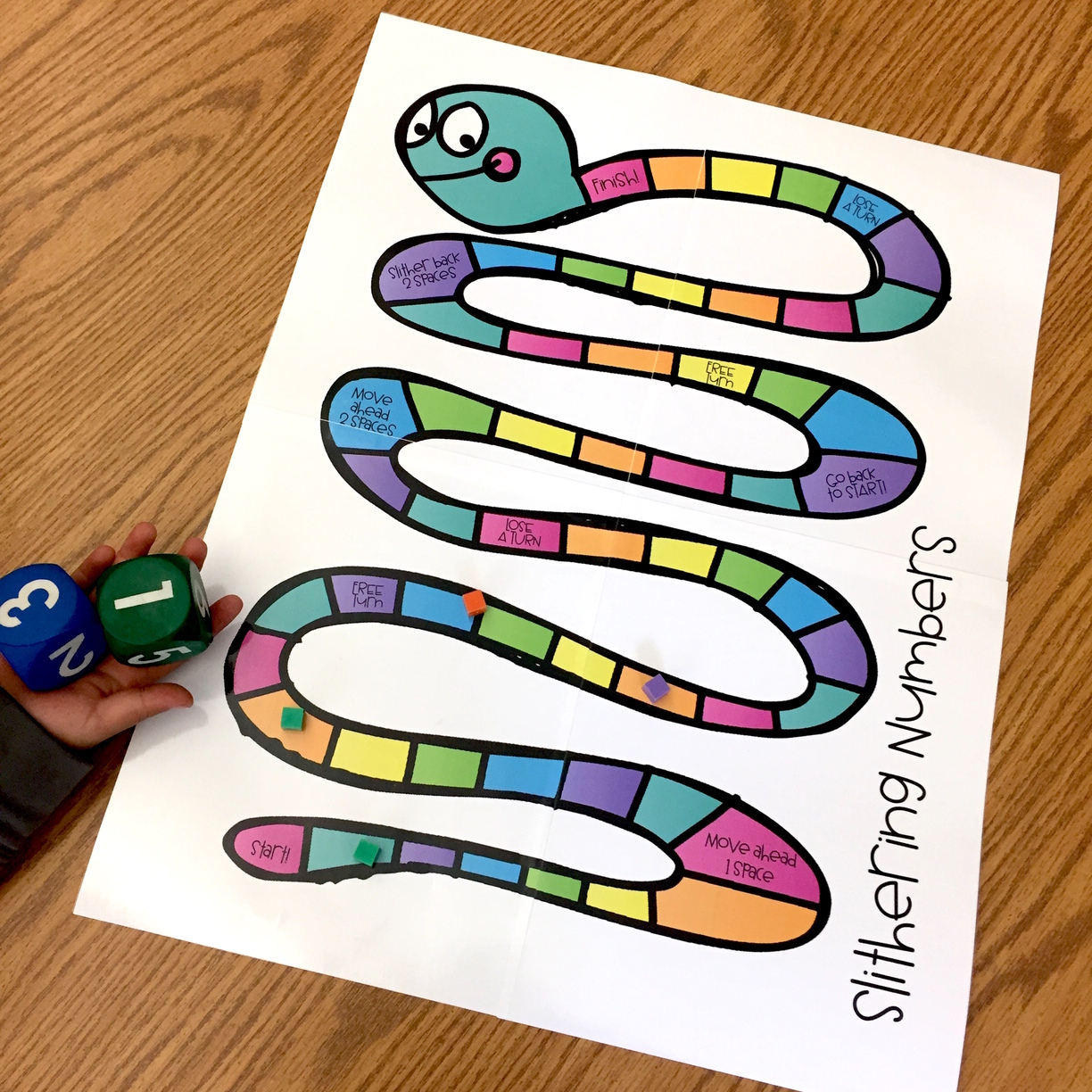 slithering numbers is a game to help first graders review odd and even numbers | Lucky Learning with Molly Lynch