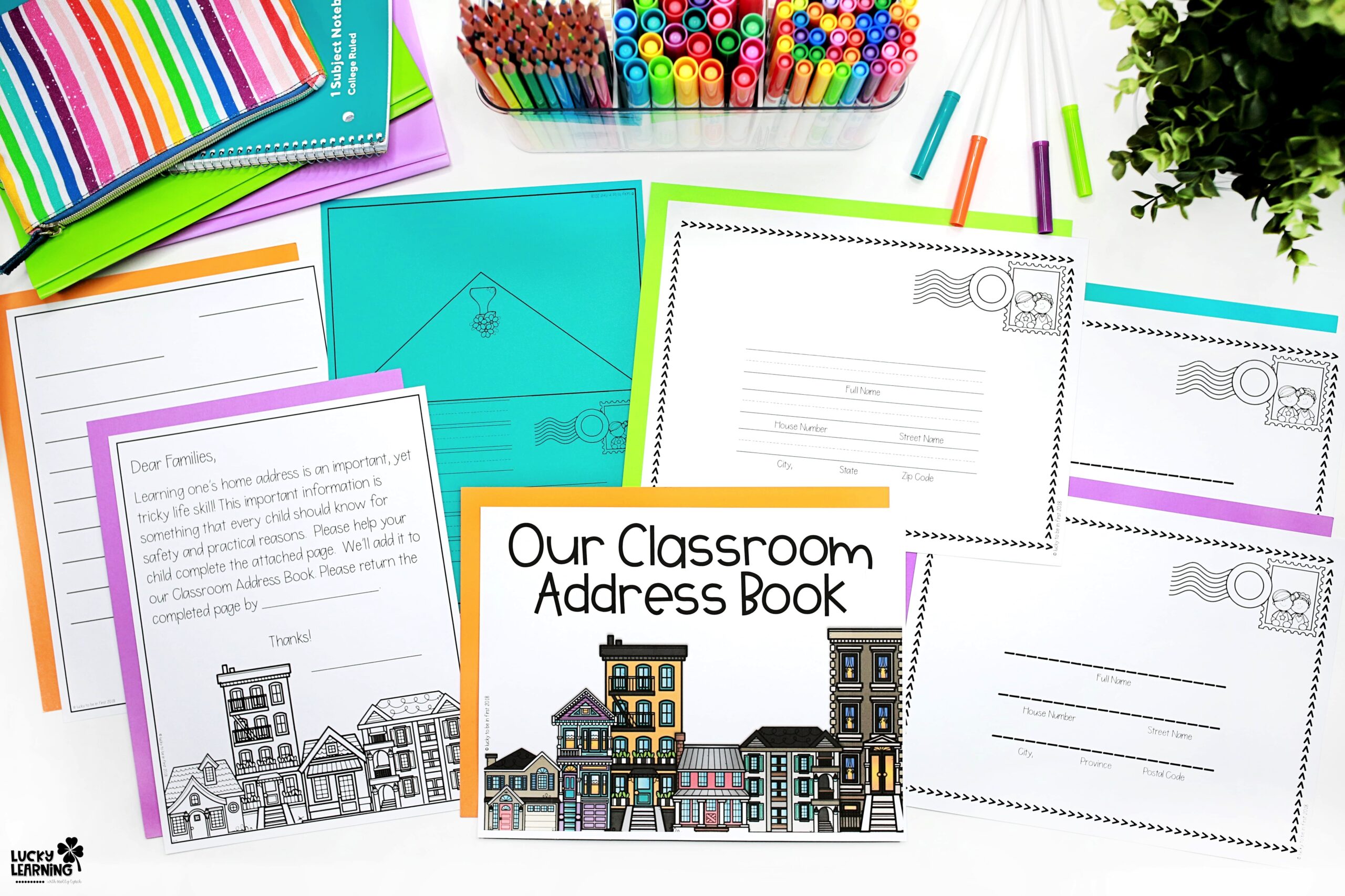 example of worksheets to help students learn their address | Lucky Learning with Molly Lynch 