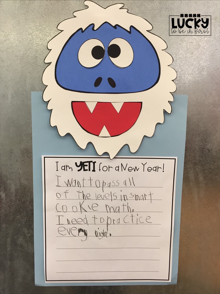 a yeti themed writing activity about goal setting for the new year | Lucky Learning with Molly Lynch 
