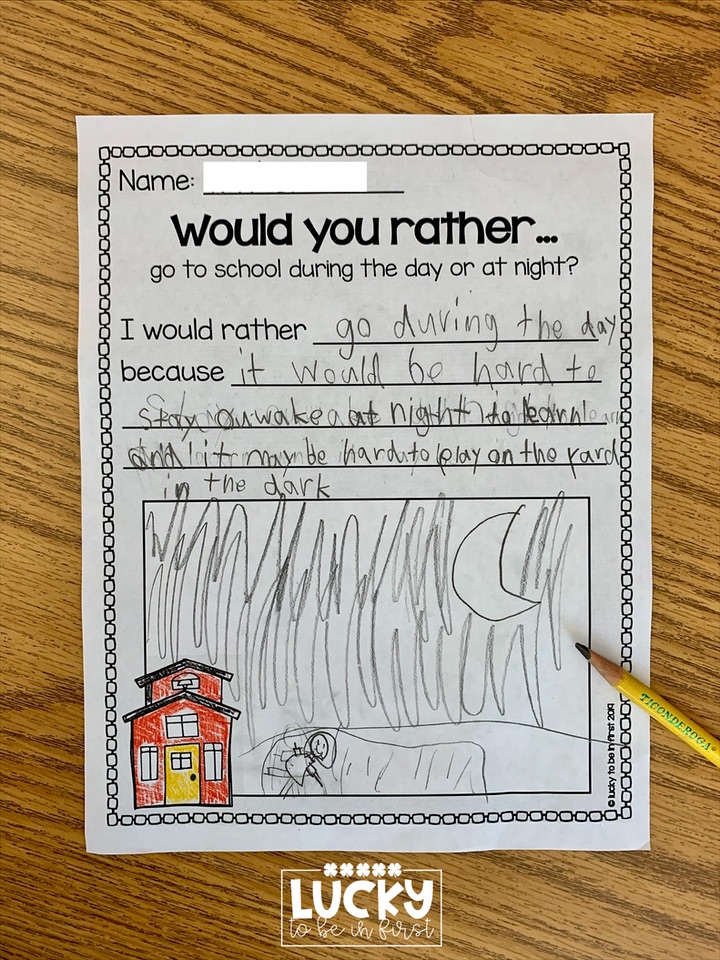 a reluctant writer using a would you rather prompt to become a better writer | Lucky Learning with Molly Lynch