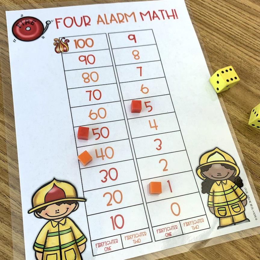 four alarm math game about learning place values | Lucky Learning with Molly Lynch