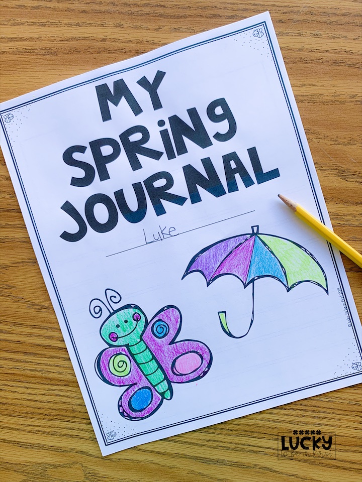 a spring journal being used to motivate a nervous 1st grade writer | Lucky Learning with Molly Lynch