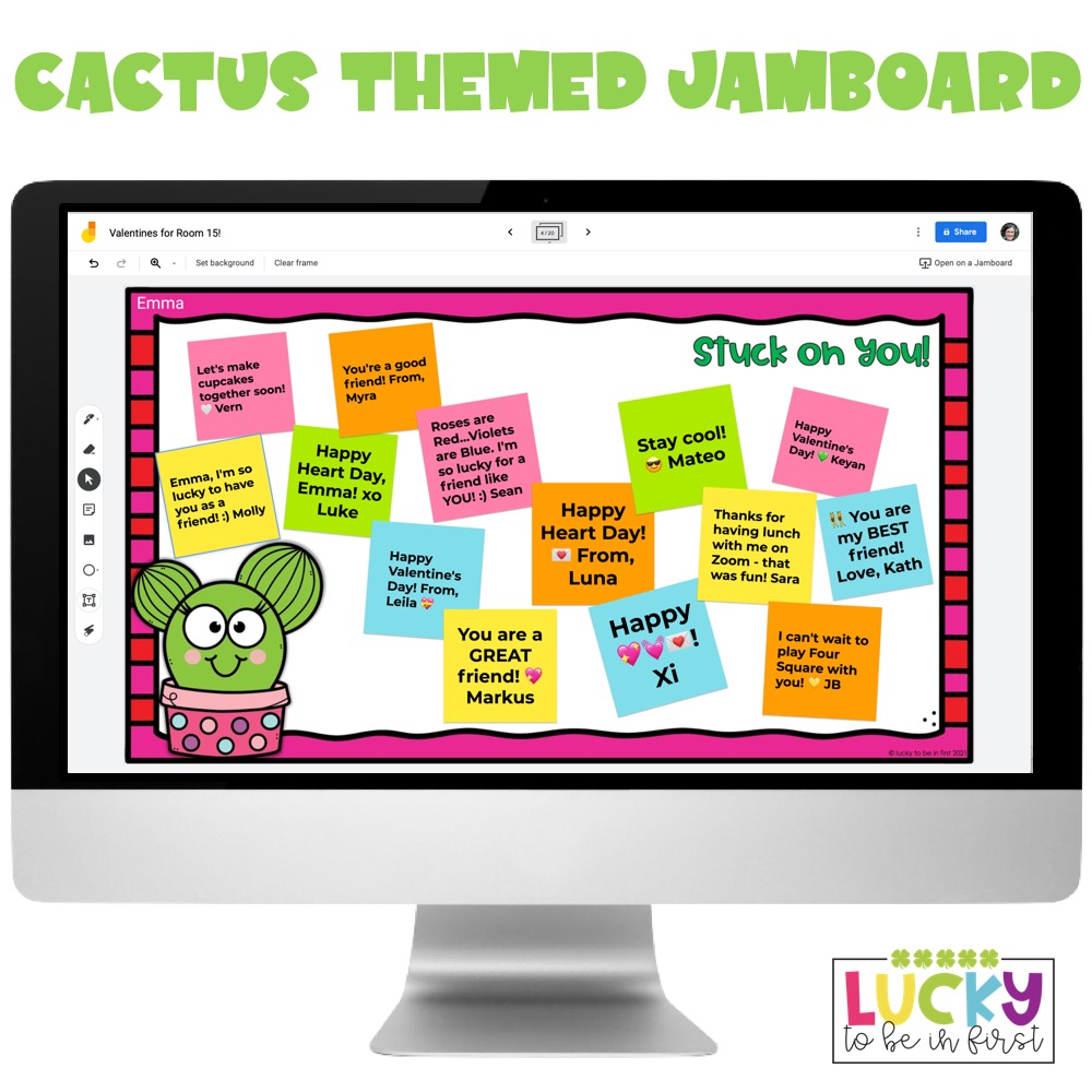 cactus themed digital valentines | Lucky Learning with Molly Lynch 