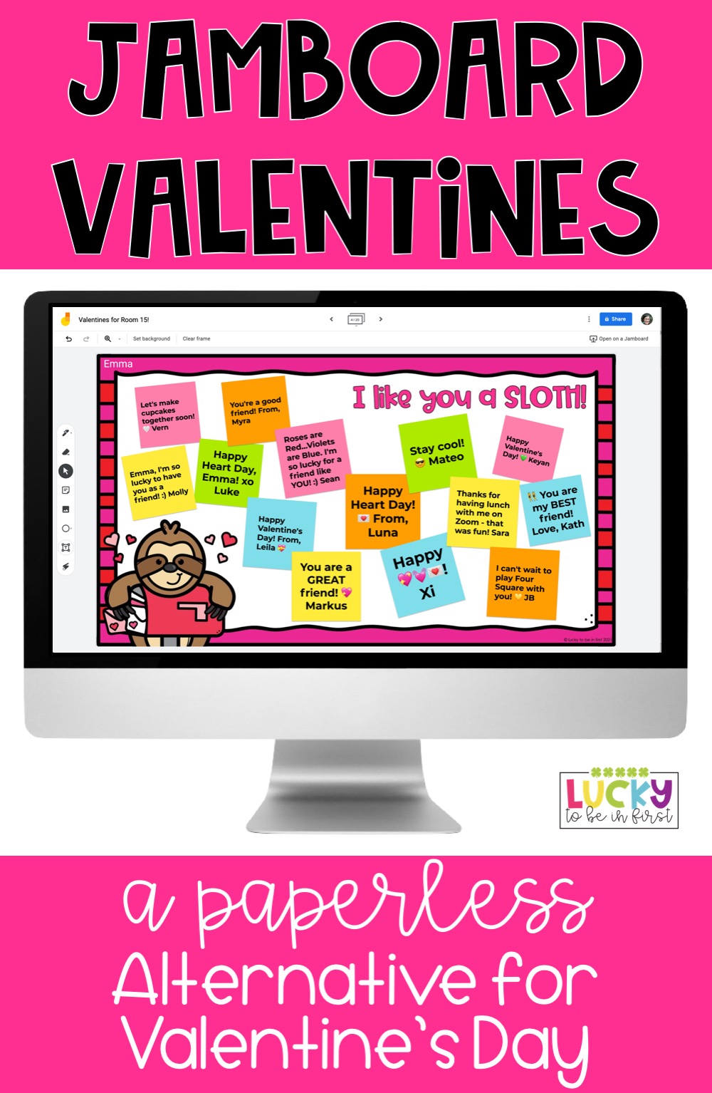 jamboard digital valentines for students easy to use | Lucky Learning with Molly Lynch 