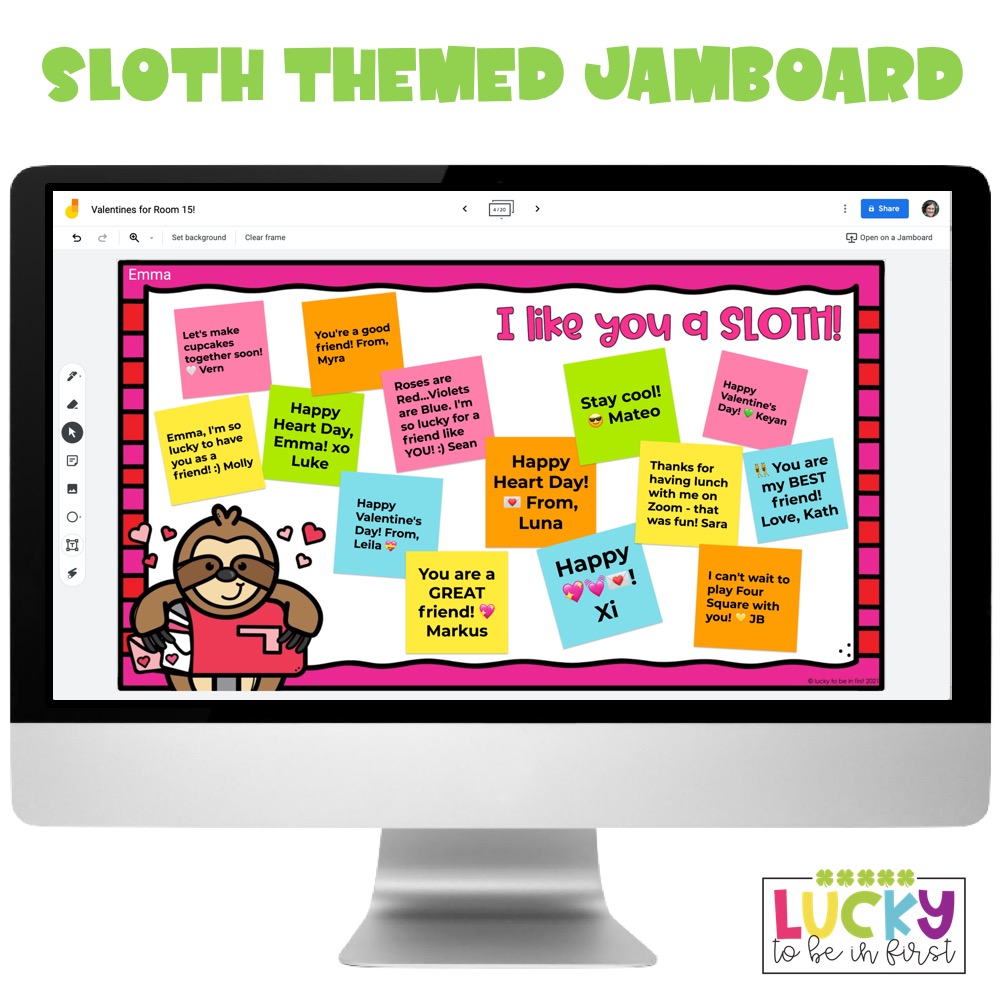 sloth themed digital valentines for students | Lucky Learning with Molly Lynch 