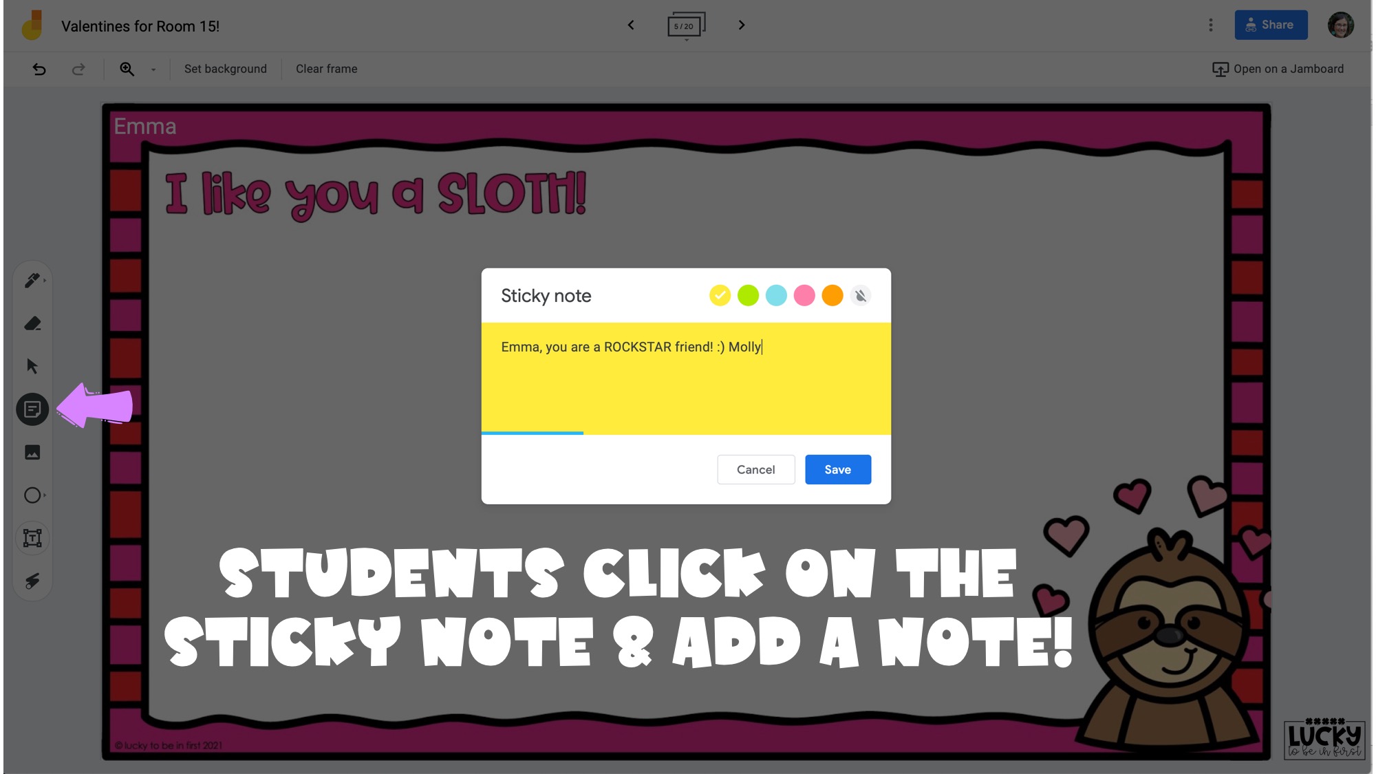 editable digital valentines for students via jamboard | Lucky Learning with Molly Lynch 