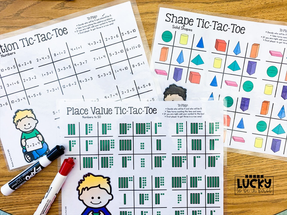 place value tic tac toe game for first grade classroom | Lucky Learning with Molly Lynch