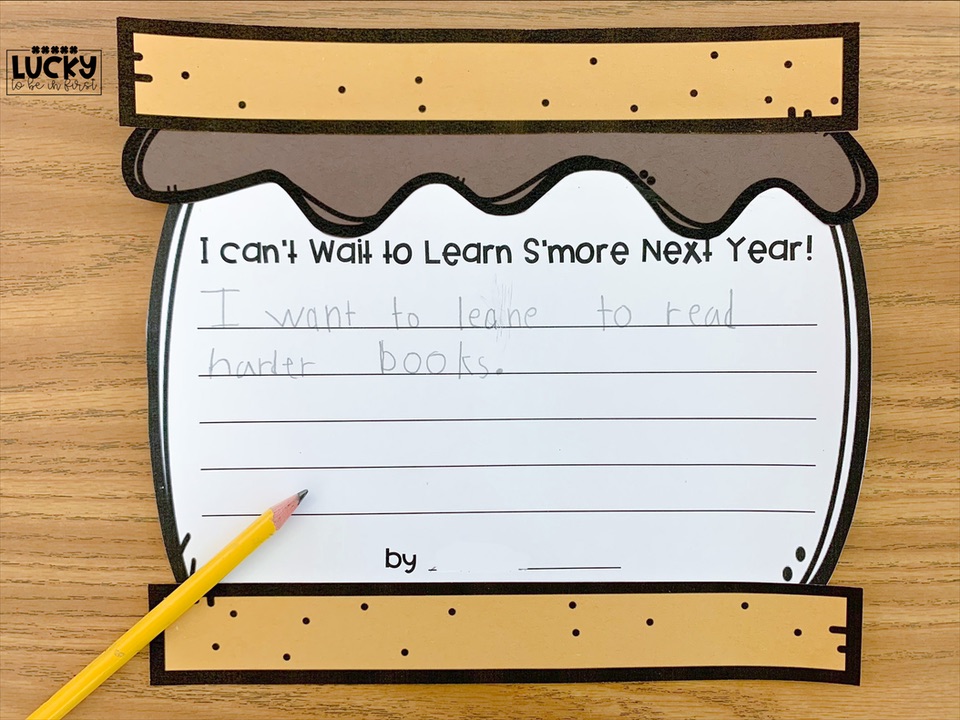example of student writing on a s'more designed printout | Lucky Learning with Molly Lynch 