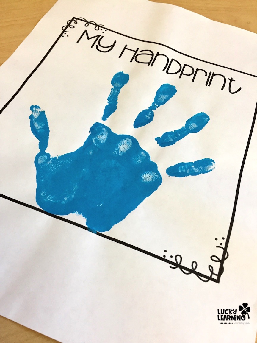 a handprint worksheet to put in a student's time capsule | Lucky Learning with Molly Lynch
