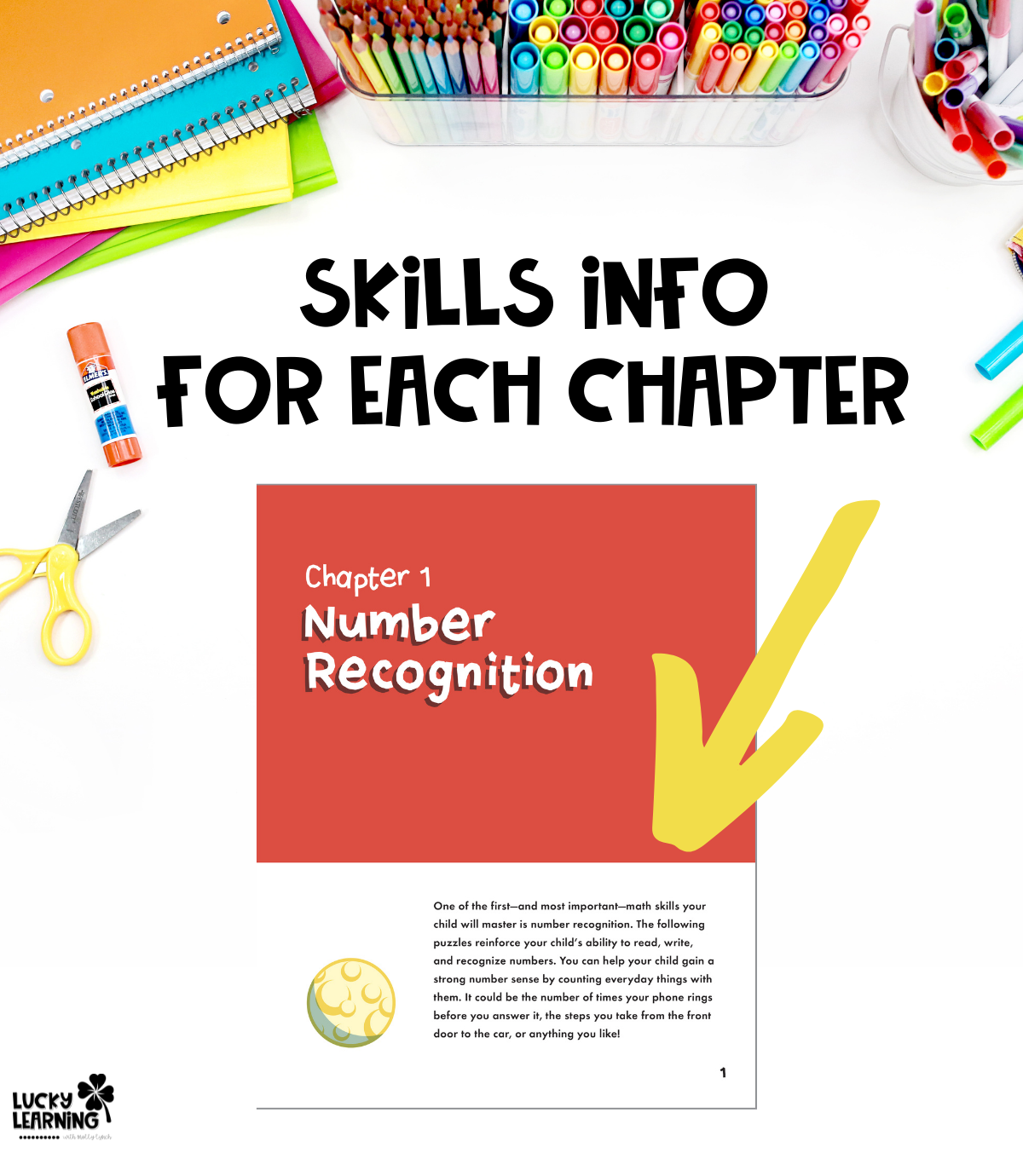 skill info for each chapter of the math puzzles book | Lucky Learning with Molly Lynch