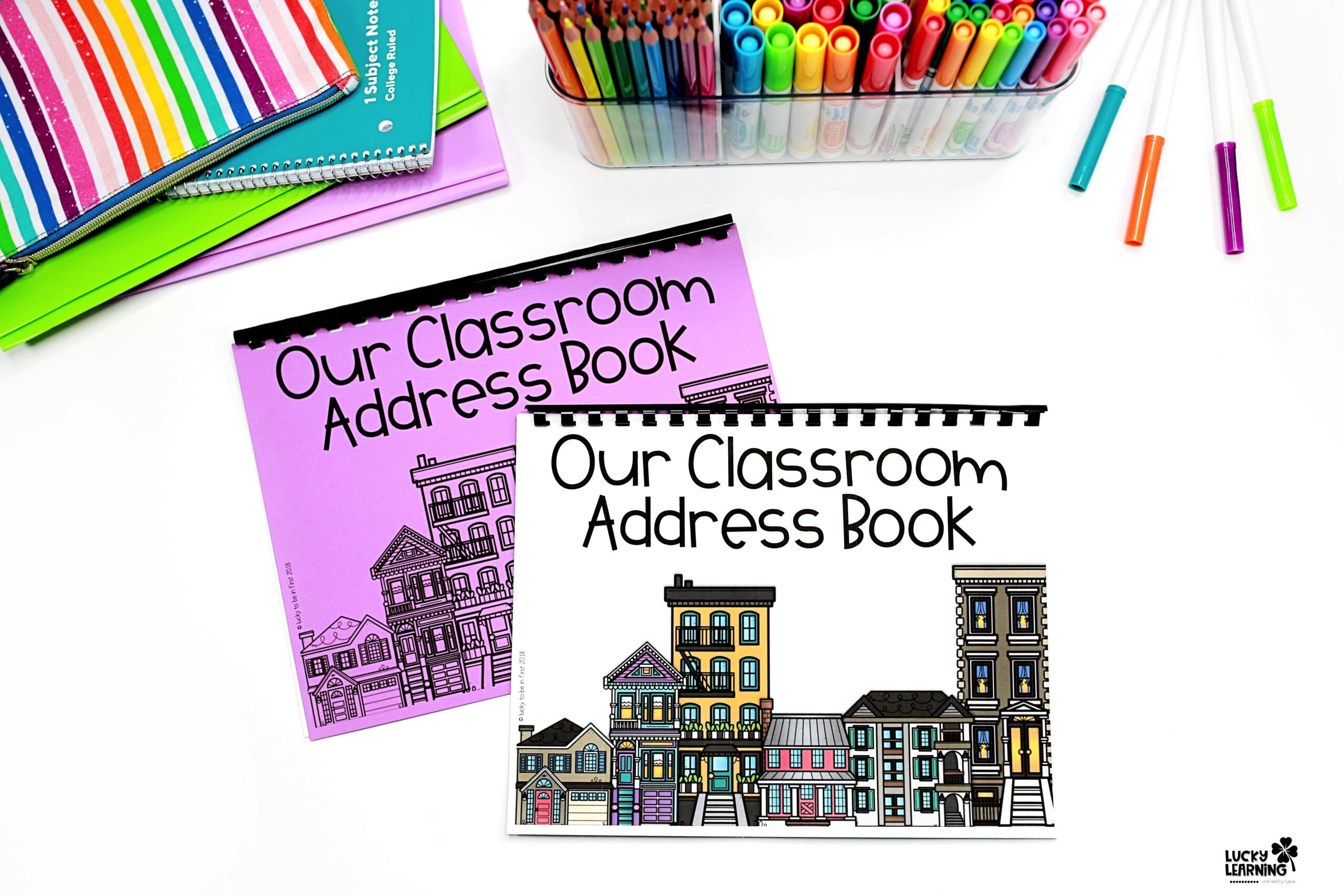 overhead shot of the classroom address book | Lucky Learning with Molly Lynch 
