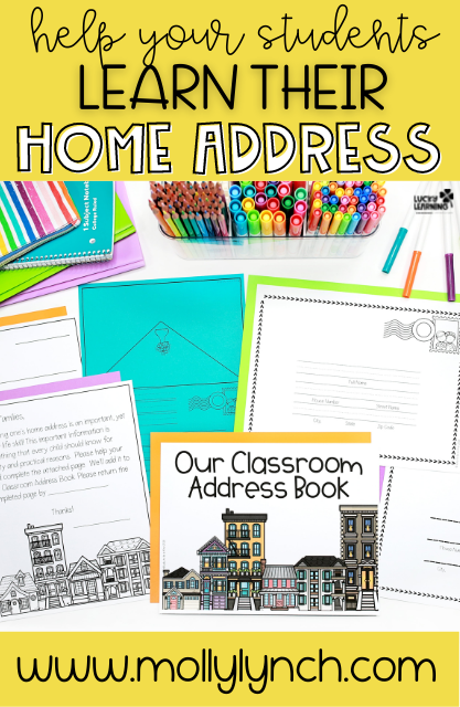 help your students learn their home address printable worksheet | Lucky Learning with Molly Lynch 