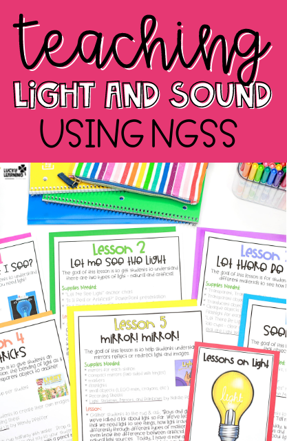 examples of worksheets to teach light and sound to 1st graders | Lucky Learning with Molly Lynch 