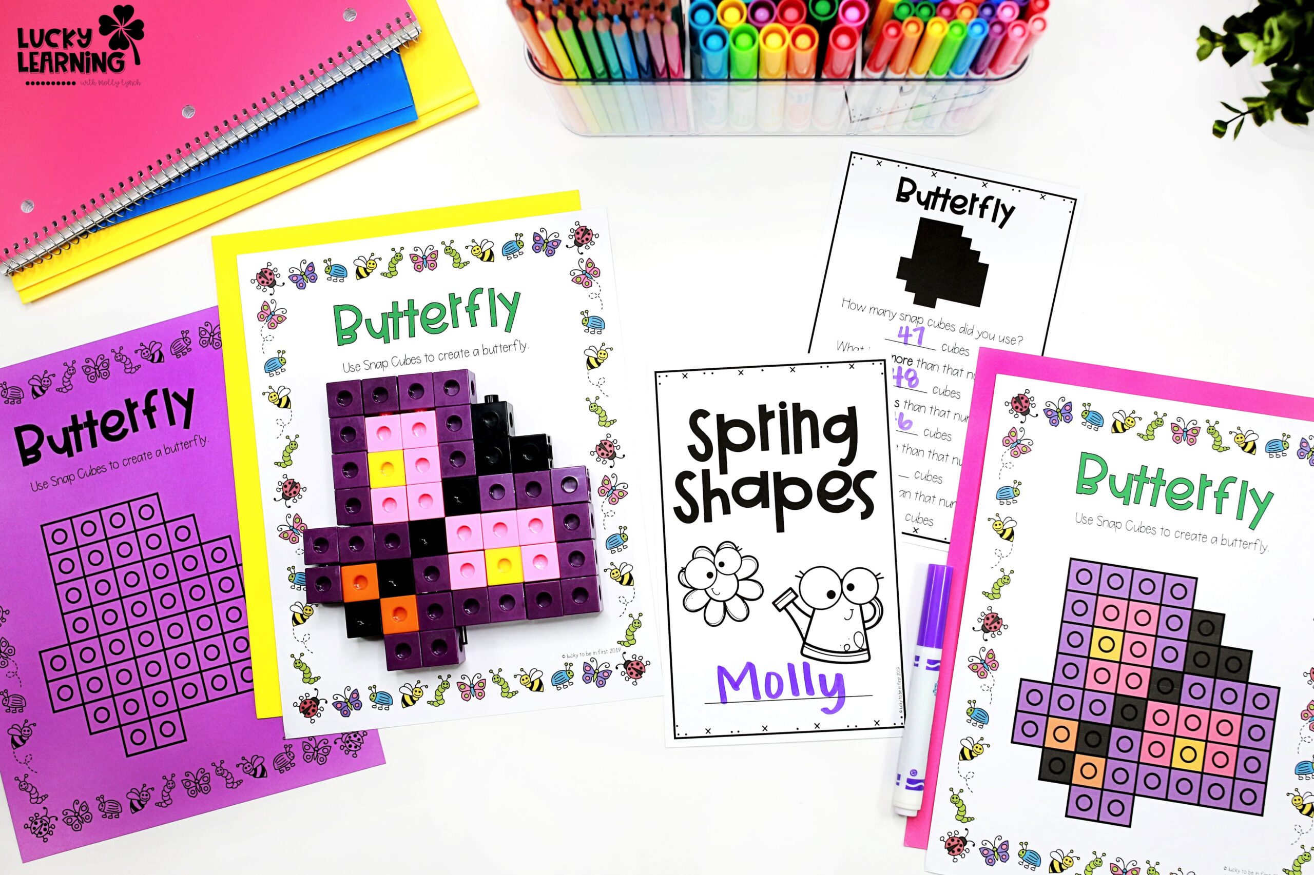 spring-themed snap cube mats | Lucky Learning with Molly Lynch