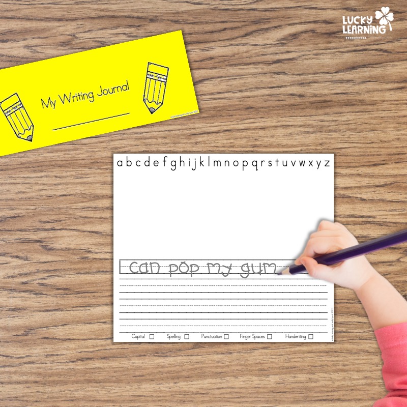 child writing in their journal after completing a decodable text activity | Lucky Learning with Molly Lynch 