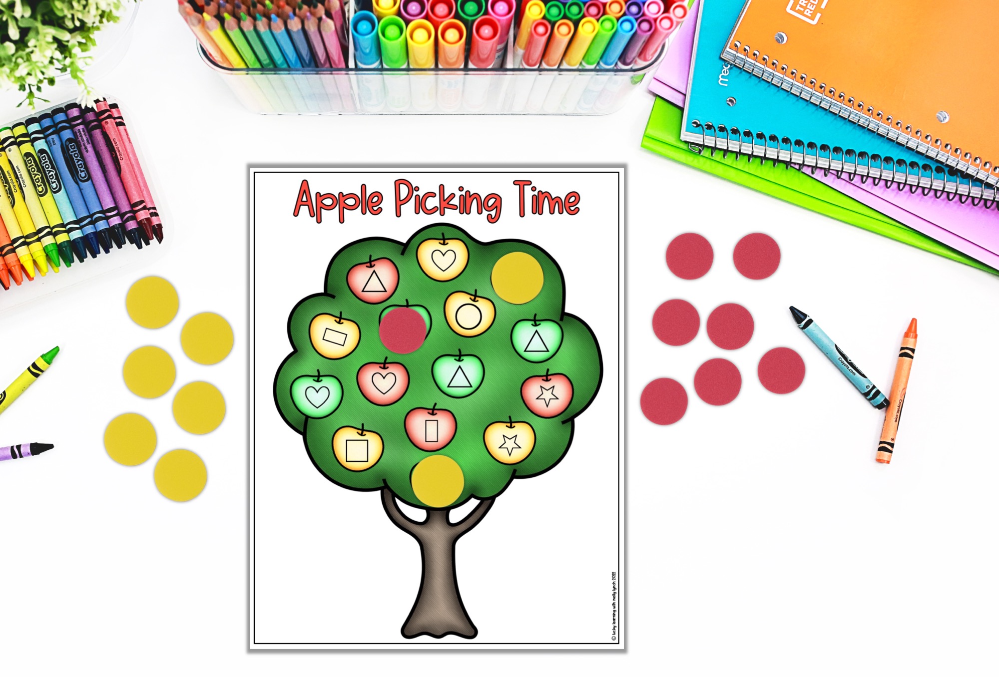 an apple picking themed math center game that is ideal for 1st graders | Lucky Learning with Molly Lynch 
