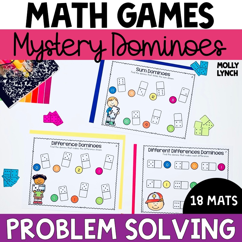 mystery dominoes mental math game | Lucky Learning with Molly Lynch