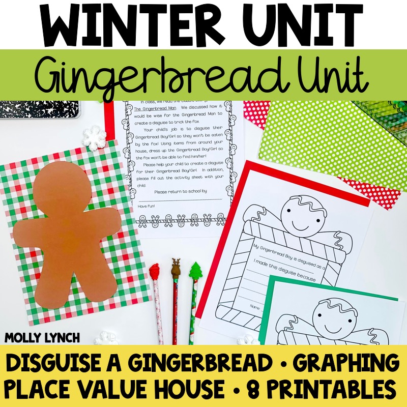 gingerbread unit of activities and graphics | Lucky Learning with Molly Lynch