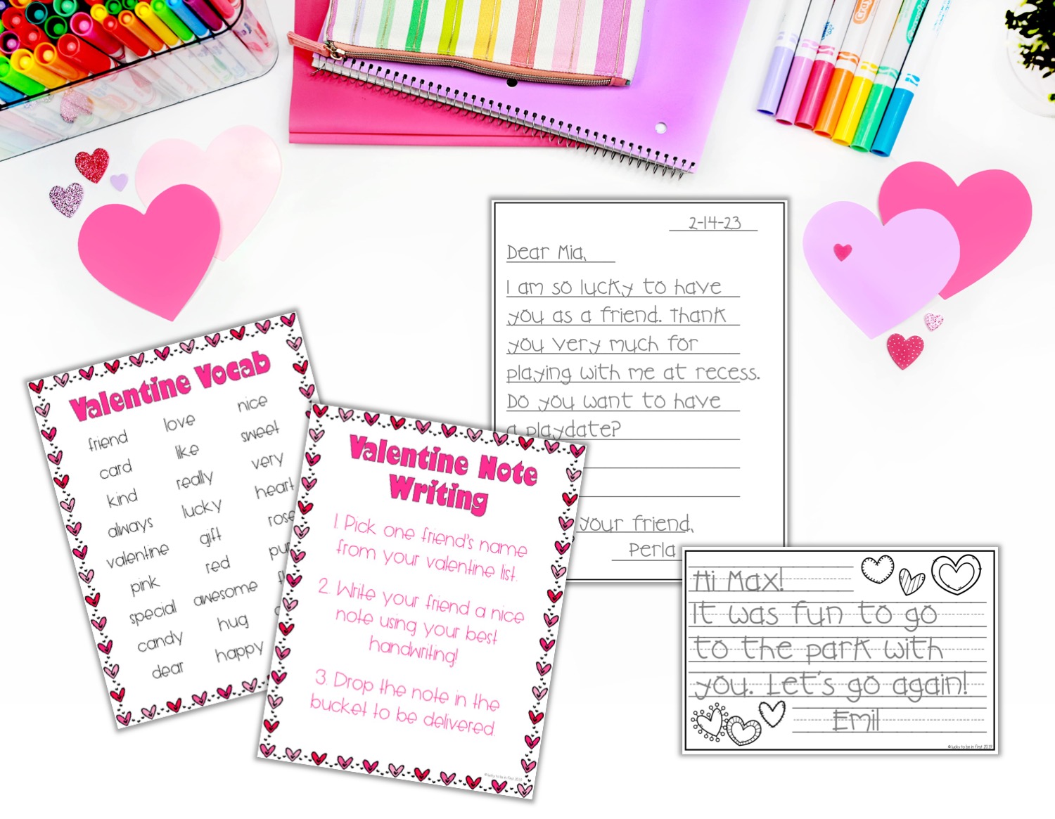 valentine's day card activity to improve handwriting and vocab skills | Lucky Learning with Molly Lynch