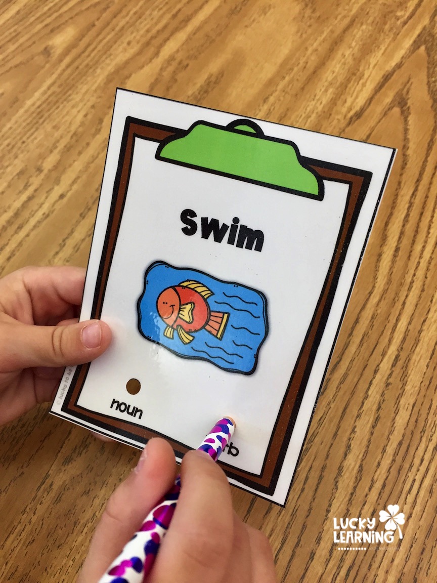 poke cards are an interactive game about different parts of speech | Lucky Learning with Molly Lynch