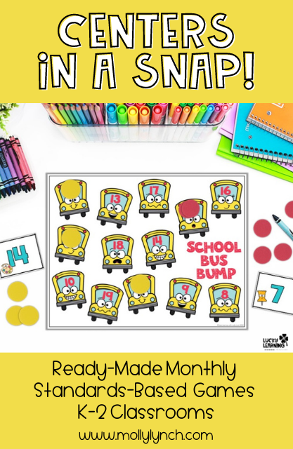 school bus themed math center games | Lucky Learning with Molly Lynch