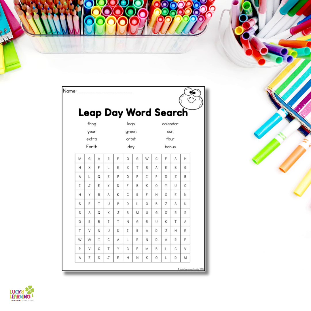free leap day word search | Lucky Learning with Molly Lynch