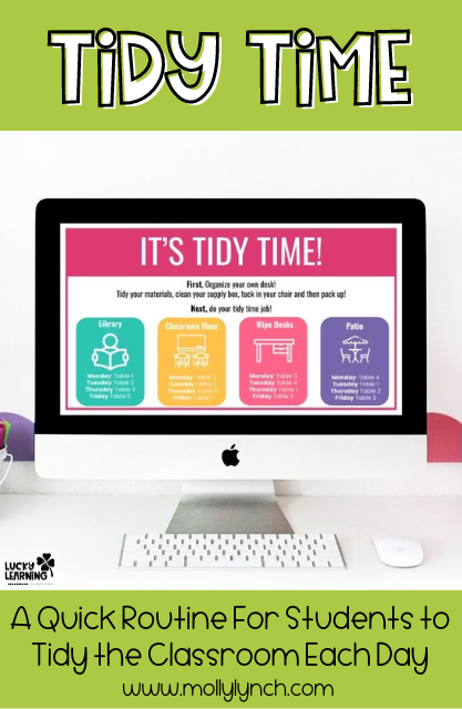 tidy time printable routine for cleaning the classroom | Lucky Learning with Molly Lynch