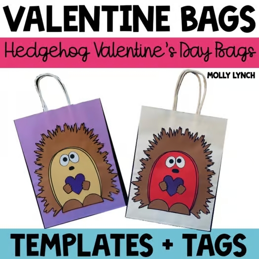 hedgehog valentines goodie bag for elementary | Lucky Learning with Molly Lynch