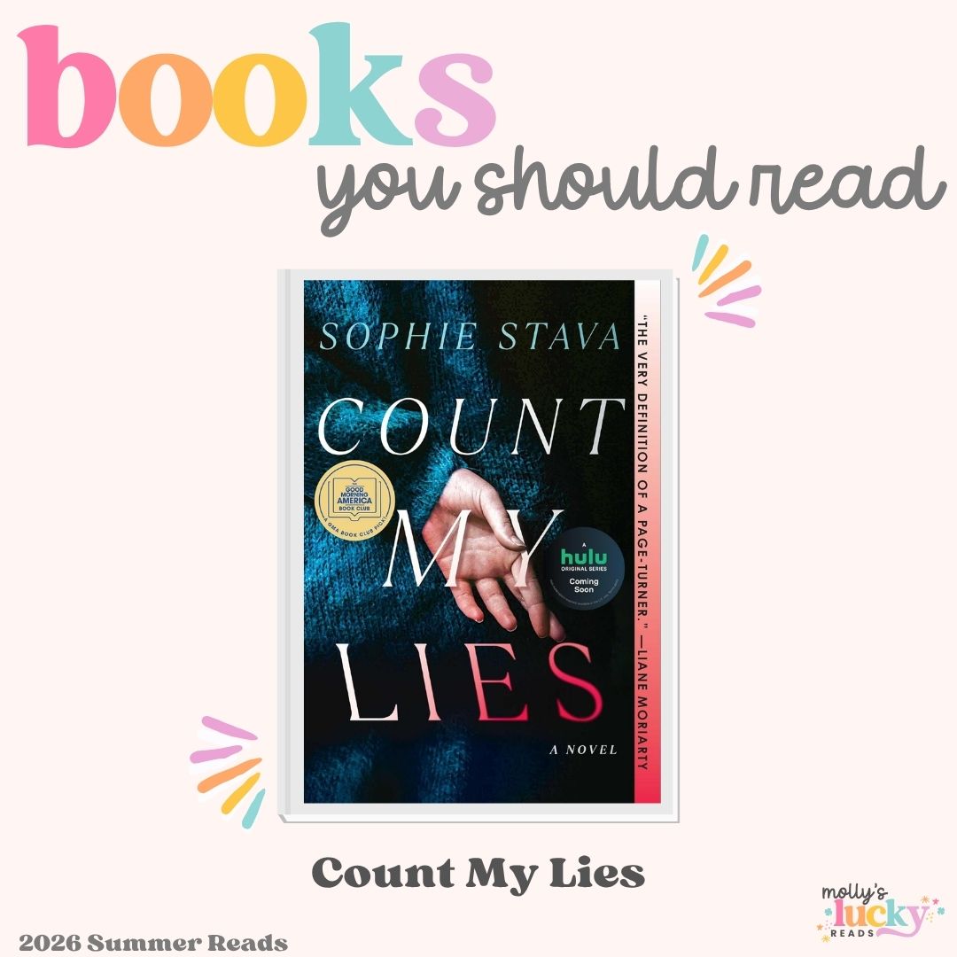 A book cover for "Count My Lies" by Sophie Stava is featured under the heading "Must Read Books for 2025," with colorful text and decorative accents, inviting readers to discover their next great story.